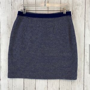 "346" Brooks Brothers Navy Blue/White Cotton Tweed A-Line Mini Skirt Size 10